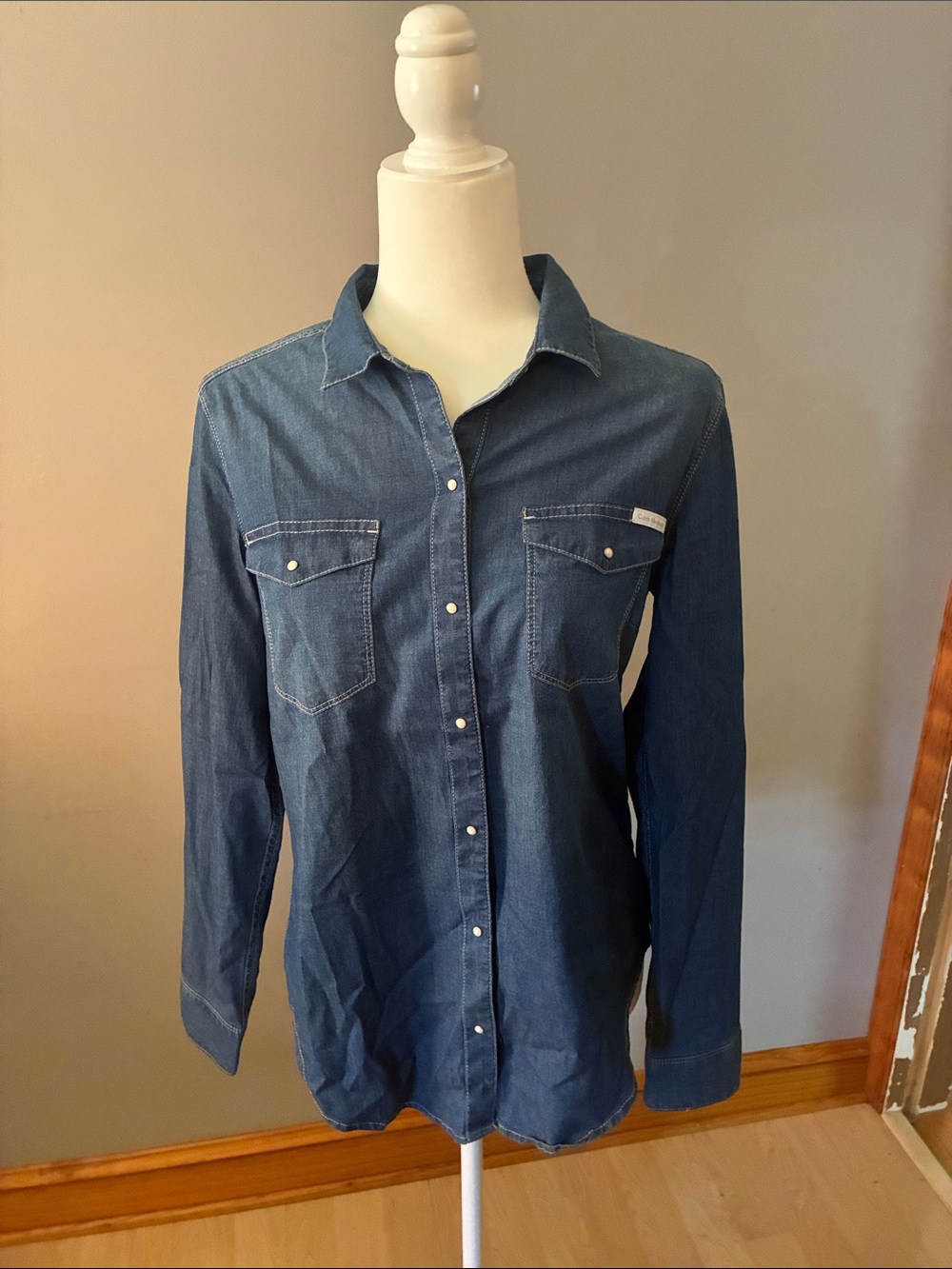 Calvin Klein Jeans Dark Blue Denim Button-Front Shirt